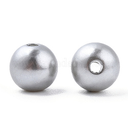 Perles d'imitation en plastique ABS peintes à la bombe, ronde, gainsboro, 8x9.5mm, Trou: 1.8mm, environ 2080 pcs / 500 g