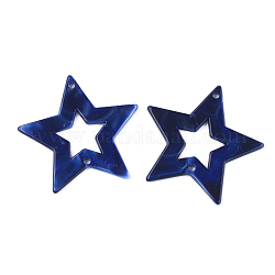 Enlaces de acrílico, estilo de imitación de piedras preciosas, estrella, azul medianoche, 42.5x44.5x2.5mm, agujero: 2 mm, aproximamente 235 unidades / 500 g