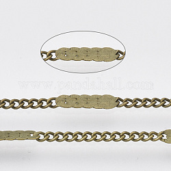 Железные цепи с латунным покрытием, витые цепочки, с катушкой, античная бронза, 2x1.6x0.4 мм, около 39.37 фута (12 м) / рулон