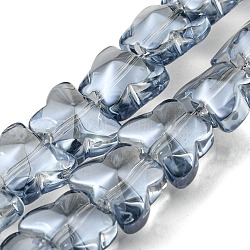 Hebras de cuentas de vidrio transparente electrochapadas con brillo perlado, mariposa, gris pizarra, 8x10x6mm, agujero: 1 mm, aproximamente 90 pcs / cadena, 10.08 pulgada (25.6 cm)