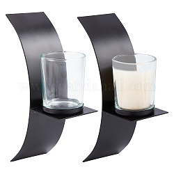 Eiserner wandleuchterständer, mit Glaskerzenhalter, Elektrophorese schwarz, 6x10.5x20.1 cm, Bohrung: 8x13.5 mm
