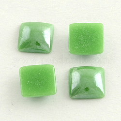 Pearlized Plated Opaque Glass Cabochons, Square, Dark Sea Green, 8x8x3mm