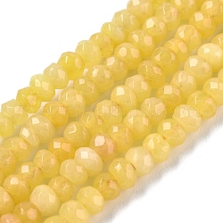 Gefärbte natürliche Malaysia Jade Rondelle Perlen, facettiert, golden, 4x2~3 mm, Bohrung: 1 mm, ca. 115 Stk. / Strang, 14 Zoll
