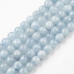 Chapelets de perles en aigue-marine naturelle, facette, ronde, 7mm, Trou: 0.5mm, Environ 54 pcs/chapelet, 15.1 pouce (38.5 cm)