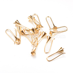 Ganci di orecchini in ottone, per mezzo forato perle, oro chiaro, 25x6mm, ago :1mm