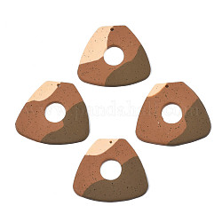 Ciondoli in fimo fatti a mano, triangolo, caffè, 30~30.5x34~35x2~3mm, Foro: 1.6 mm
