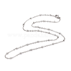 Colliers avec chaîne de câble en 304 acier inoxydable, avec des perles de billes et fermoirs pince de homard, couleur inoxydable, 17.9 pouce (45.5 cm), 3mm