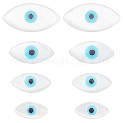 Superfindings perles de nacre en nacre blanche naturelle, avec turquoise synthétique, cheval mauvais œil avec mauvais œil, bleu profond du ciel, 10~18x5~9x3mm, Trou: 0.5~0.7mm, 8 pièces / kit