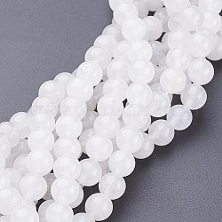 Chapelets de perles de jade blanche naturelle, ronde, 8mm, Trou: 1mm, Environ 47 pcs/chapelet, 15 pouce