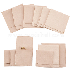 Nbeads 12 pz 3 stili sacchetti regalo sacchetto di gioielli in microfibra, borse a busta, quadrato, grano, 6~9x6.4~9x0.1~0.15cm, spiegare: 11.5~17.5x6.4~9x0.1 cm, 4pcs / style