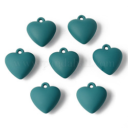 Pendenti acrilici in stile gommato, cuore gonfio, verde acqua, 29x27x15mm, Foro: 3 mm