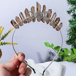 Rohe natürliche Quarz-Haarbänder, Dreimond-Haarbänder aus Metall, für weibliche Mädchen, Kamel, 180x125x20 mm