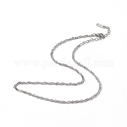 304 Singapur-Halskette aus Edelstahl für Männer und Frauen, Edelstahl Farbe, 15.94 Zoll (40.5 cm)