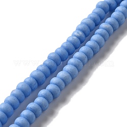 Perline in porcellana smerigliata fatte a mano, rotondo e piatto, blu fiordaliso, 4x3mm, Foro: 0.8 mm, circa 134pcs/filo, 15.55 pollice (39.5 cm)