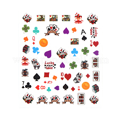 Décalcomanies à la mode stickers, nail art autocollant motif poker et drapeau américain, pour ongles ongles conseils décorations, colorées, Modèles mixtes, 90x77mm