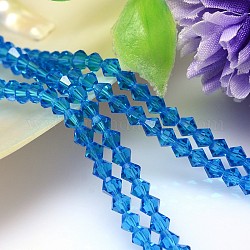 Imitazione sfaccettato cristallo austriaco fili di perle, grado aaa, bicono, dodger blu, 5x5mm, Foro: 0.7~0.9 mm, circa 80pcs/filo, 15.7 pollice