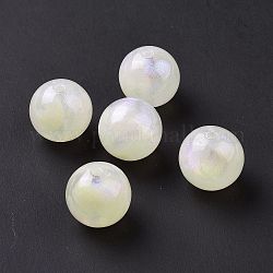 Perles acryliques opaques, perles de paillettes, ronde, beige, 15mm, Trou: 2mm, environ 210 pcs/500 g