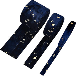 Benecreat 3bundles 3 style rubans de flanelle, avec des rubans à motif d'étoiles dorées, avec du tissu non tissé pour l'artisanat de couture, azur, 1paquet/style