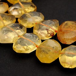 Natural Citrine Bead Strands, Faceted Oval, 15~21x11~15x6~9mm, Hole: 1~2mm, about 30~31pcs/strand, 15.7 inch