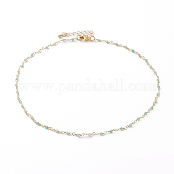 Colliers de perles d'amazonite naturelle rondes à facettes, avec fermoirs mousquetons en laiton  , or, 16-1/8 pouce (41 cm)