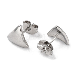 304 Stainless Steel Triangle Ear Studs for Women, Stainless Steel Color, 9x10mm