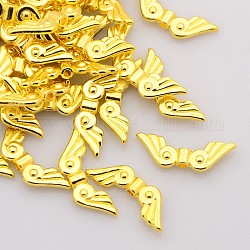 チベット風合金ビーズ  天使の羽  鉛フリー＆カドミウムフリー  ゴールドカラー  21x7.5mm