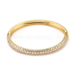 Brass Micro Pave Cubic Zirconia Bangles, Long-Lasting Plated, Real 18K Gold Plated, Inner Diameter: 2x2-3/8 inch(5x6cm)