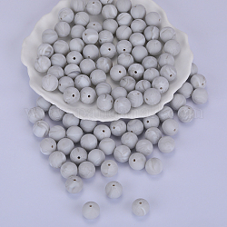 Круглые силиконовые фокусные бусины, жевательные бусины для чайников, DIY уход за ожерельем, светло-серые, 15 мм, отверстие : 2 мм