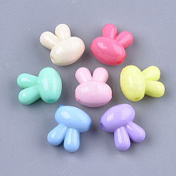 Perles acryliques lapin opaques de couleur unie, tête de lapin, couleur mixte, 16x13x10mm, Trou: 2mm, environ 520 pcs/500 g