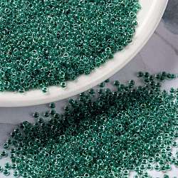 Perles rocailles miyuki rondes, Perles de rocaille japonais, (rrhb169) cristal bordé vert forêt scintillante ab, 15/0, 1.5mm, Trou: 0.7mm, environ 27777 pcs/50 g