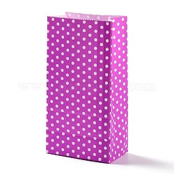 Sacs en papier kraft rectangle, aucun gère, sacs-cadeaux, motif de points de polka, magenta, 13x8x24 cm