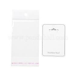 Paper Display Cards, with OPP Cellophane Bags, for Bracelet, Necklace, Earring Storage, Rectangle with Flower Pattern, White, Card: 8.5x6x0.05cm, Bag: 14.6x6.8x0.01cm
