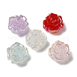 Perline acriliche trasparenti e craquelé, roso, colore misto, 31x30.5x16mm, Foro: 3.5 mm