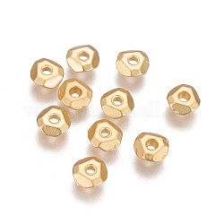 Messing Perlen, langlebig plattiert, facettiert, Flachrund, mattgoldene Farbe, 5x2 mm, Bohrung: 1.2 mm