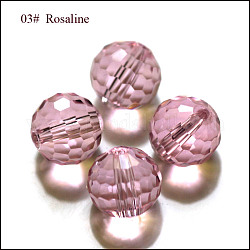 Perles d'imitation cristal autrichien, grade AAA, facette, ronde, rose, 6mm, Trou: 0.7~0.9mm