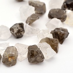 Pepitas naturales de piedras preciosas de cuarzo hebras de abalorios, 10~20mm, agujero: 1 mm, alrededor de 16 pulgada