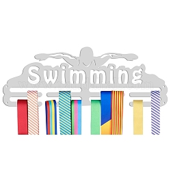 Support mural d'affichage de support de cintre de médaille de fer de thème de sports, avec des vis, motif de natation, 150x400mm