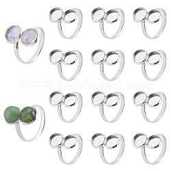 Ph pandahall 14 Uds anillo de dedo base en blanco, Configuración de anillo de puño ajustable de 16.8 mm, base de cabujón, 304 almohadillas redondas planas de acero inoxidable, base de anillo, bandeja de bisel para suministros de fabricación de joyas