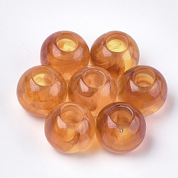 Perles acryliques, style de pierres fines imitation, Perles avec un grand trou   , rondelle, Sandy Brown, 23x20.5mm, Trou: 9mm, environ 80 pcs/500 g