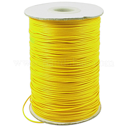 Корейские вощеные полиэфирные шнуры, шарик шнур, желтые, 1.2 мм, Около 185 ярдов / рулон
