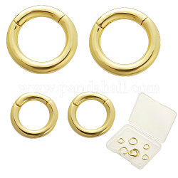 SUNNYCLUE 8Pcs 2 Styles Brass Twister Clasps, Long-Lasting Plated, Round Ring, Real 18K Gold Plated, 10~14x2~2.5mm, Inner Diameter: 6.5~9mm, 4pcs/style
