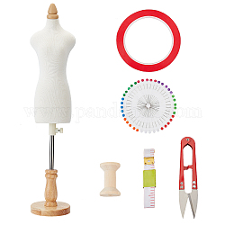 OLYCRAFT 1/3 Size Mini Female Dress Form Miniature Sewing Mannequin Dress Forms 48cm/1.9 inch Female Tailor Dressmaker Dummy with Stand Needles Scissors Measure Tapes Spools for Sewing Patch Set