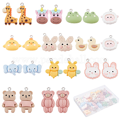 SUNNYCLUE 1 Box 48Pcs 12 Styles Animal Resin Flatback Charms Cute Cartoons Animals Shapes Charm Rabbit Bear Elephent Bee Duck Charm for Jewelery Making Charms DIY Bracelet Necklace Earring Crafts