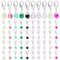 PH PandaHall 100pcs Crystal Dangle Charms, Charms for Keychains Crackle Glass Beads Pendant 10 Color Dangle Glass Charms Lobster Clasp Charms for Jewelry Making Crafts Keychain Purse Decoration