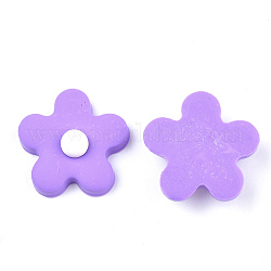 Cabujones de arcilla polimérica hechos a mano, flor, violeta, 24x24x8.5mm
