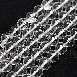Quarzo naturale perline di cristallo fili, perle di cristallo di rocca, sfaccettato, tondo, 6mm, Foro: 1 mm, circa 61pcs/filo, 14.9 pollice~15.1 pollici