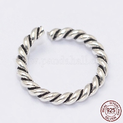 925 anillos abiertos de plata de ley tailandesa, anillos redondos, plata antigua, 6x0.9mm
