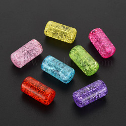 Perline di acrilico trasparente crackle, colonna, colore misto, 9.5x18.5mm, Foro: 2 mm, circa 330pcs/500g