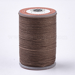 Cordón de poliéster encerado, cordón de micro macramé, cuerda retorcida, redondo, tierra de siena, 1mm, alrededor de 57.96~65.62 yarda (53~60 m) / rollo