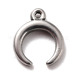 304 Stainless Steel Charms, Double Horn/Crescent Moon, Stainless Steel Color, 9x8x2mm, Hole: 0.7mm